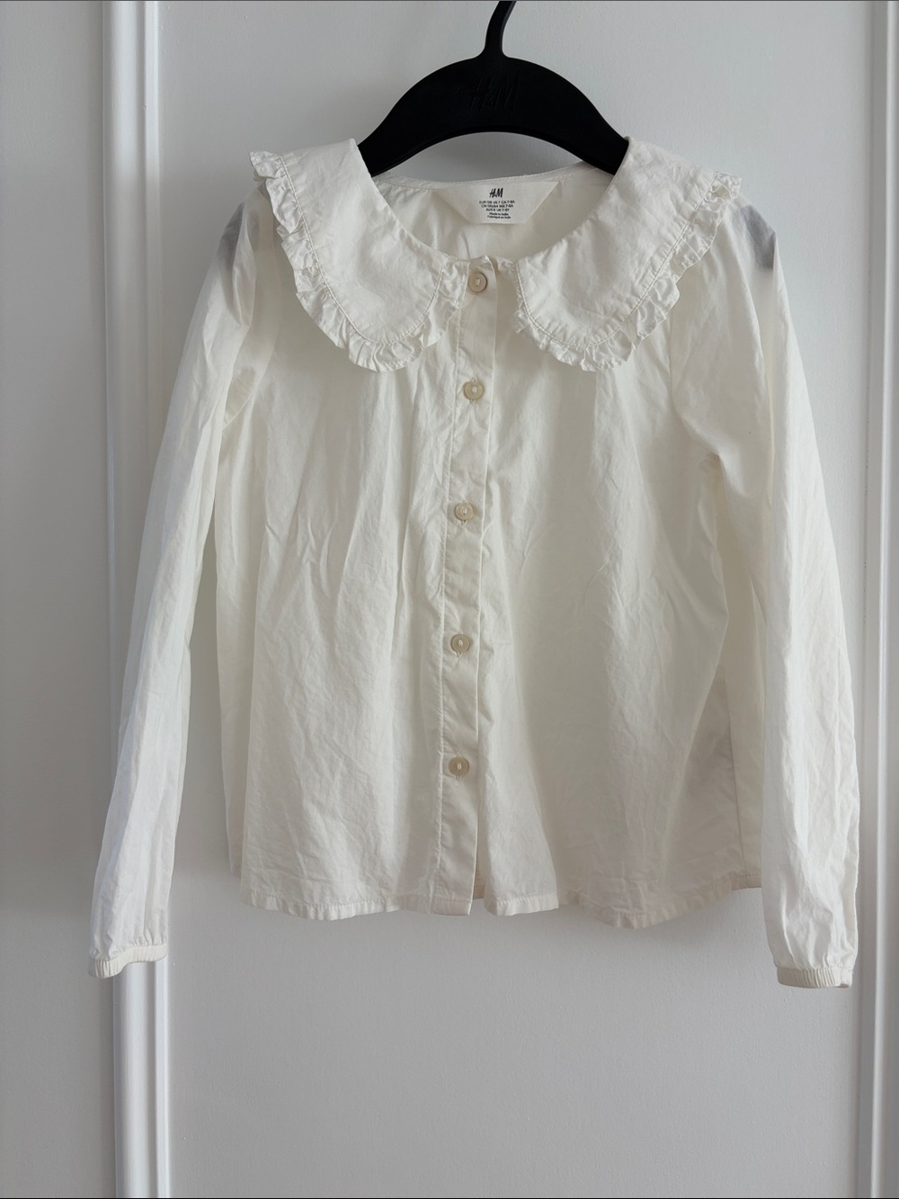 H&M Cream Ruffled Collar Blouse